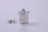 Ice Bucket Charm, Traditional Charm, Made from Solid 925 Grade Sterling Silver, Complete with Attachment Link