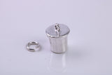Ice Bucket Charm, Traditional Charm, Made from Solid 925 Grade Sterling Silver, Complete with Attachment Link
