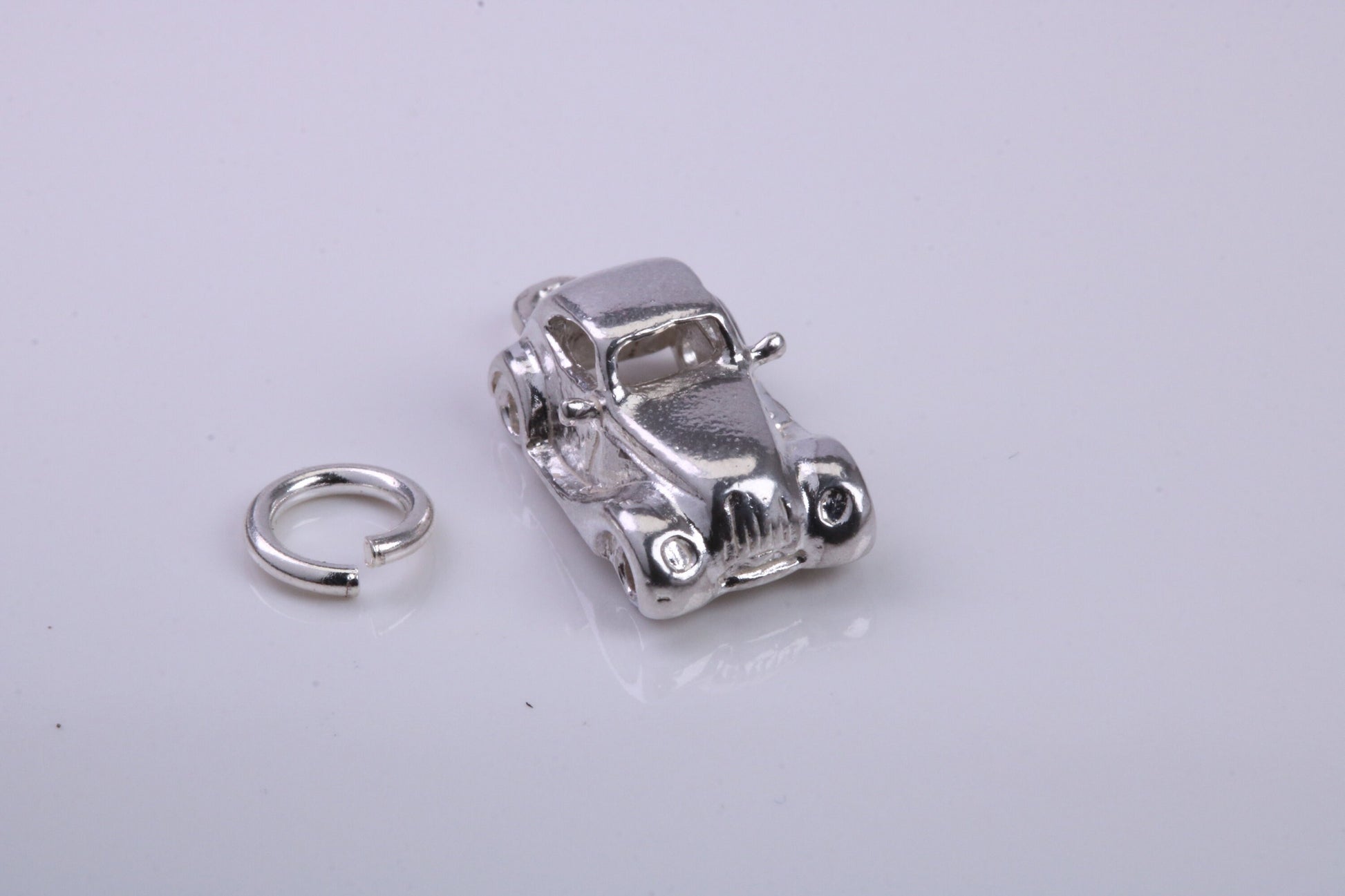 Car Charm, Traditional Charm, Made from Solid 925 Grade Sterling Silver, Complete with Attachment Link