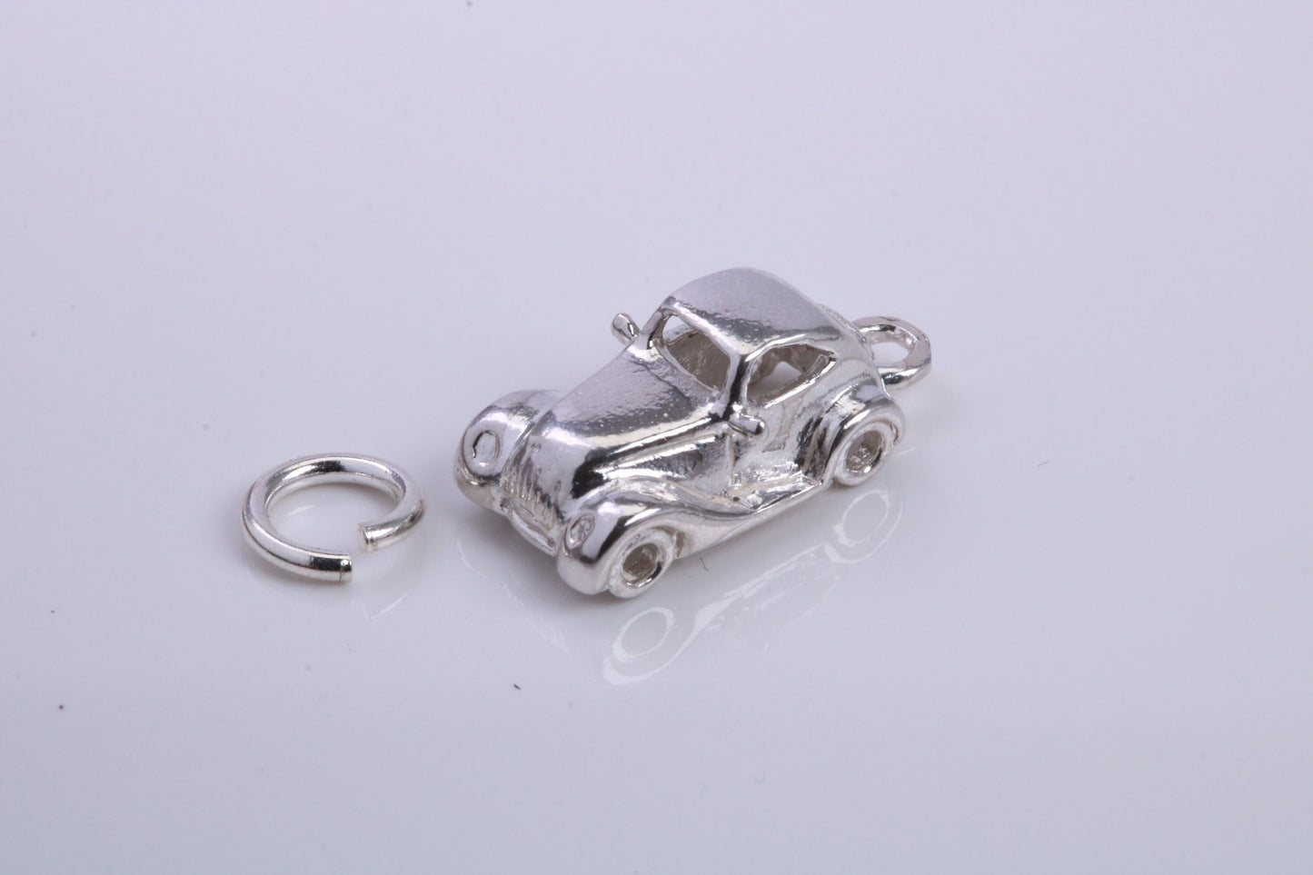 Car Charm, Traditional Charm, Made from Solid 925 Grade Sterling Silver, Complete with Attachment Link