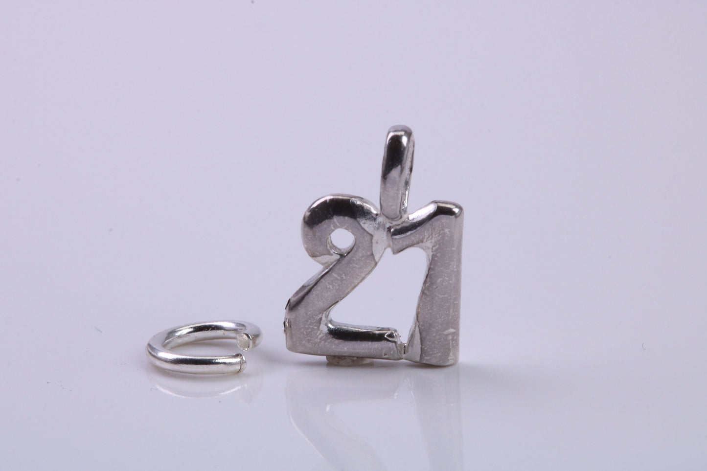 21st Birthday Charm, Traditional Charm, Made from Solid 925 Grade Sterling Silver, Complete with Attachment Link
