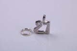 21st Birthday Charm, Traditional Charm, Made from Solid 925 Grade Sterling Silver, Complete with Attachment Link