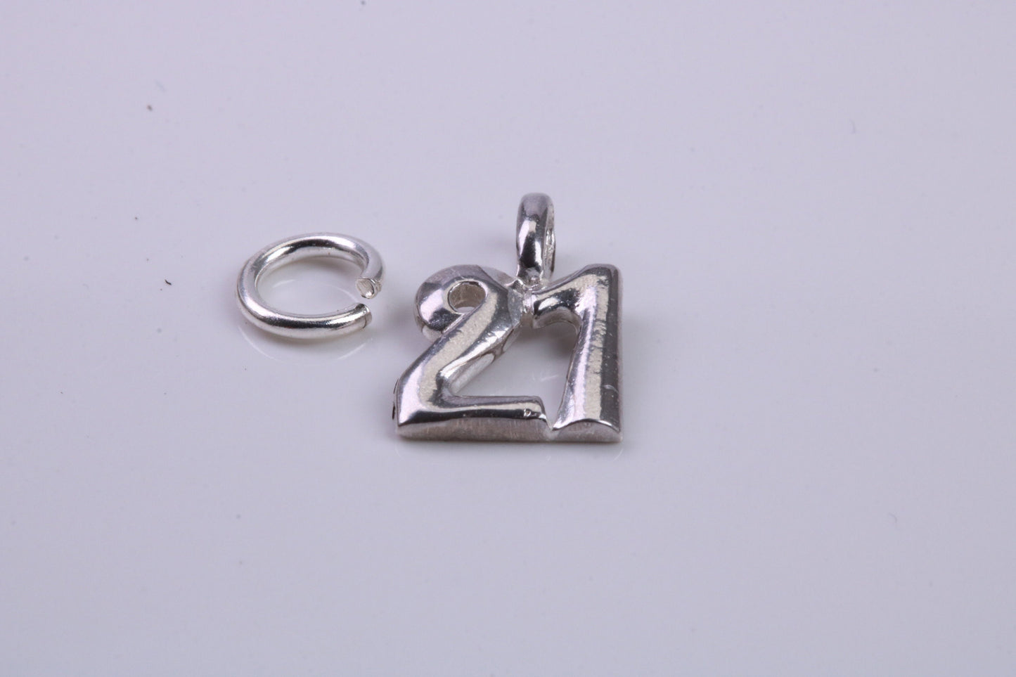 21st Birthday Charm, Traditional Charm, Made from Solid 925 Grade Sterling Silver, Complete with Attachment Link