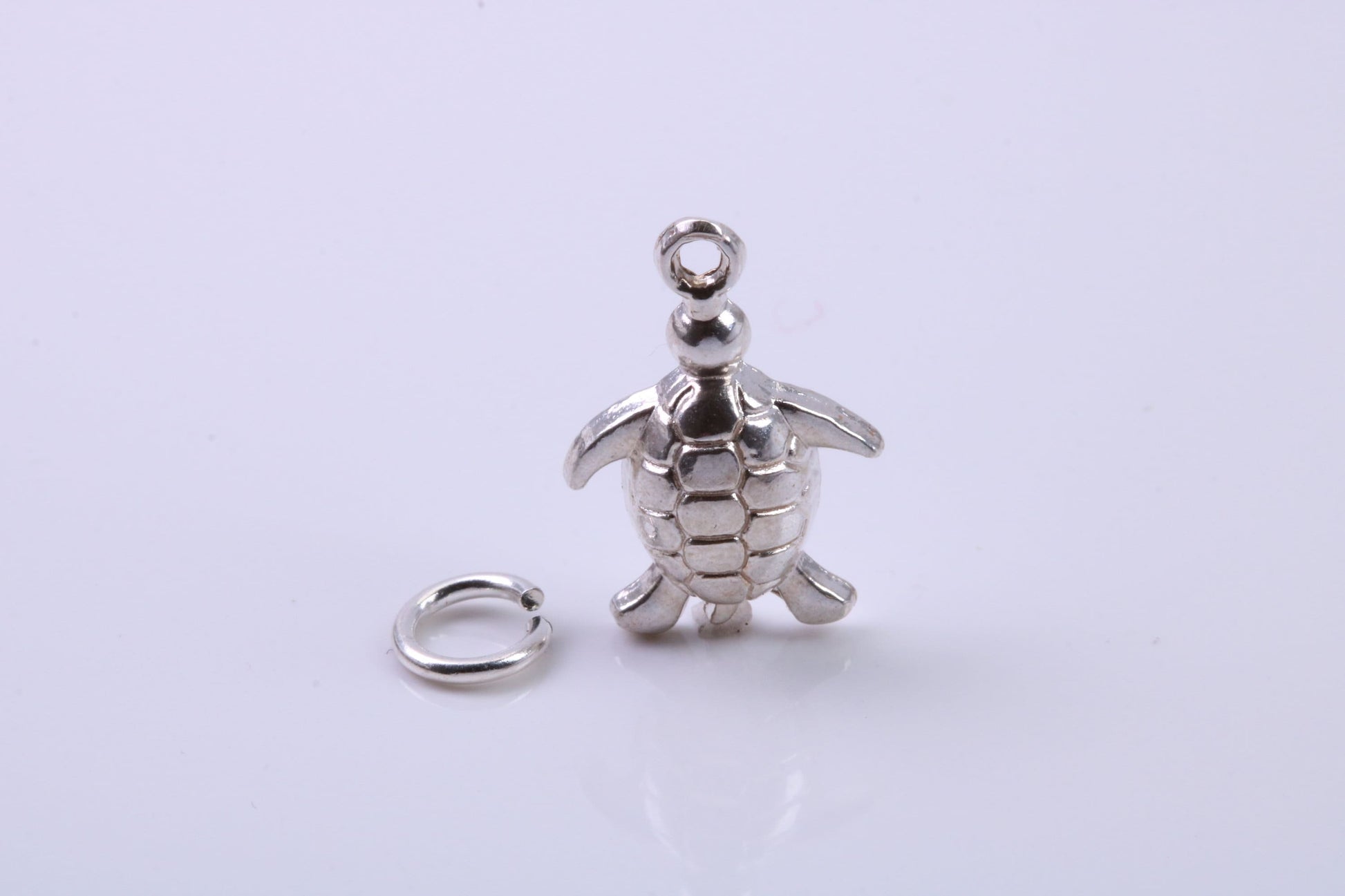 Turtle Charm, Traditional Charm, Made from Solid 925 Grade Sterling Silver, Complete with Attachment Link