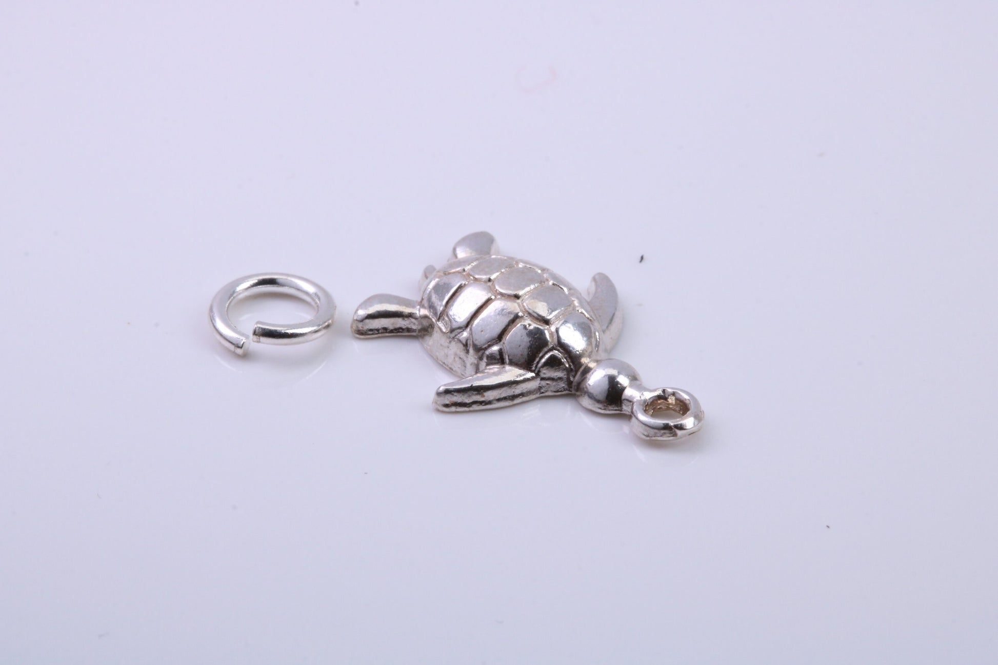 Turtle Charm, Traditional Charm, Made from Solid 925 Grade Sterling Silver, Complete with Attachment Link