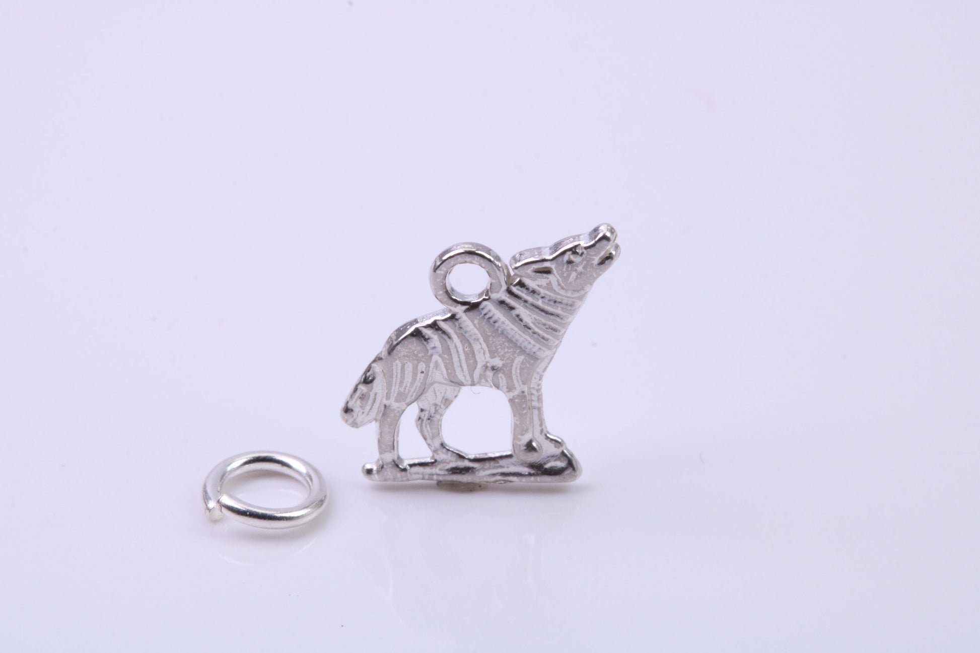 Wolf Charm, Traditional Charm, Made from Solid 925 Grade Sterling Silver, Complete with Attachment Link
