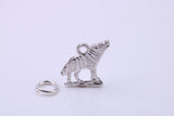 Wolf Charm, Traditional Charm, Made from Solid 925 Grade Sterling Silver, Complete with Attachment Link