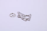 Wolf Charm, Traditional Charm, Made from Solid 925 Grade Sterling Silver, Complete with Attachment Link