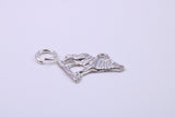 Wolf Charm, Traditional Charm, Made from Solid 925 Grade Sterling Silver, Complete with Attachment Link