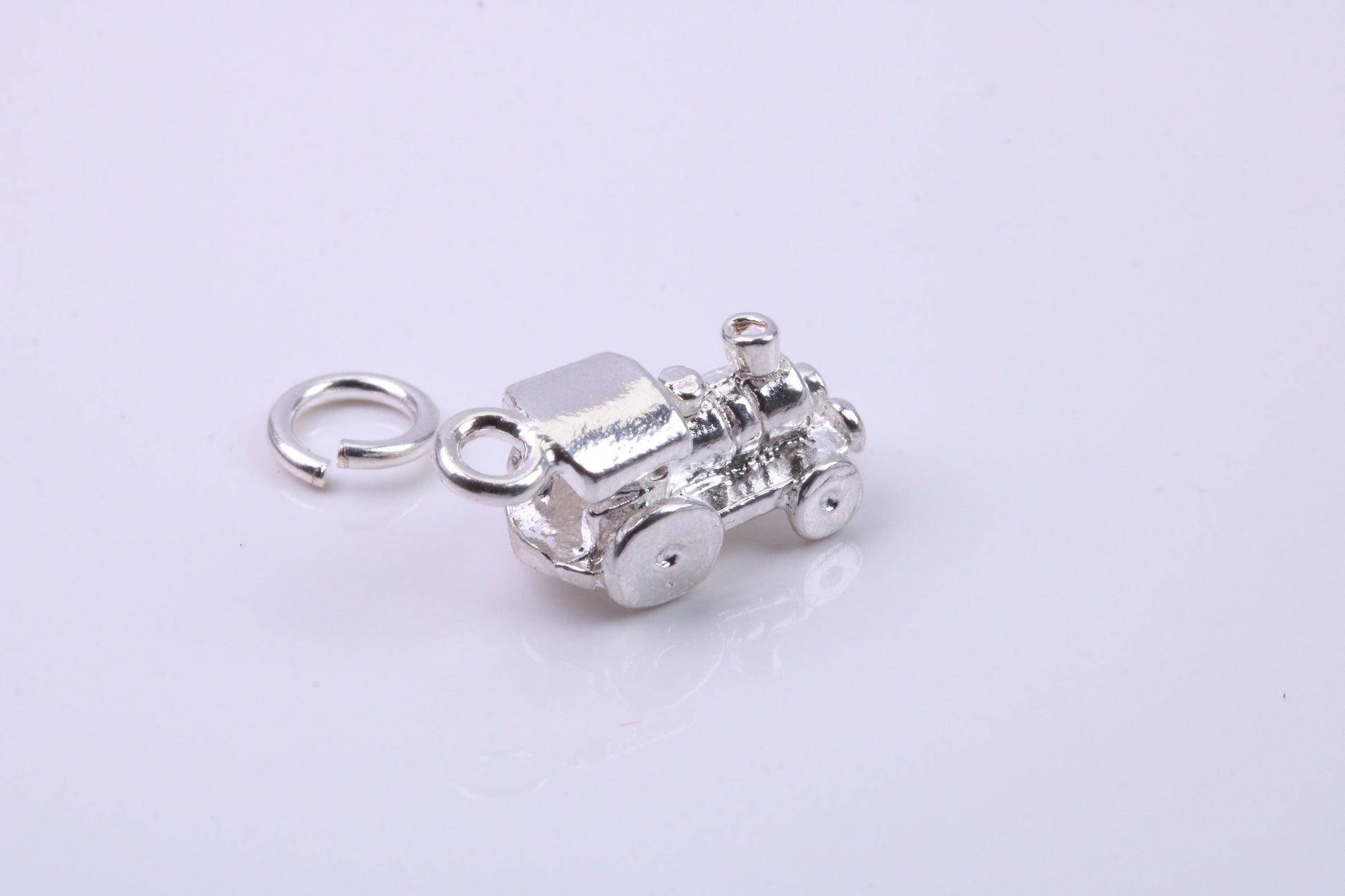 Train Charm, Traditional Charm, Made from Solid 925 Grade Sterling Silver, Complete with Attachment Link