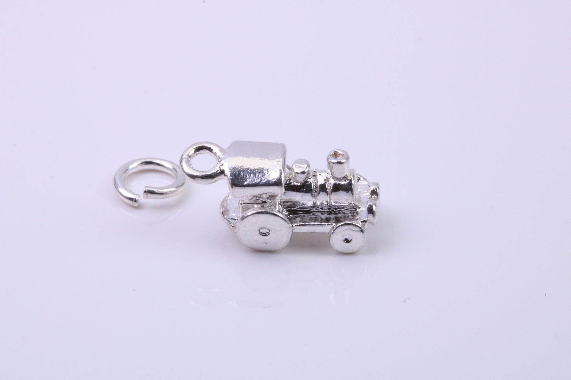 Train Charm, Traditional Charm, Made from Solid 925 Grade Sterling Silver, Complete with Attachment Link