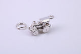 Train Charm, Traditional Charm, Made from Solid 925 Grade Sterling Silver, Complete with Attachment Link