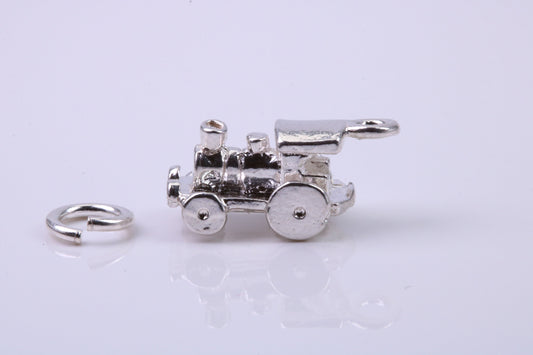 Train Charm, Traditional Charm, Made from Solid 925 Grade Sterling Silver, Complete with Attachment Link