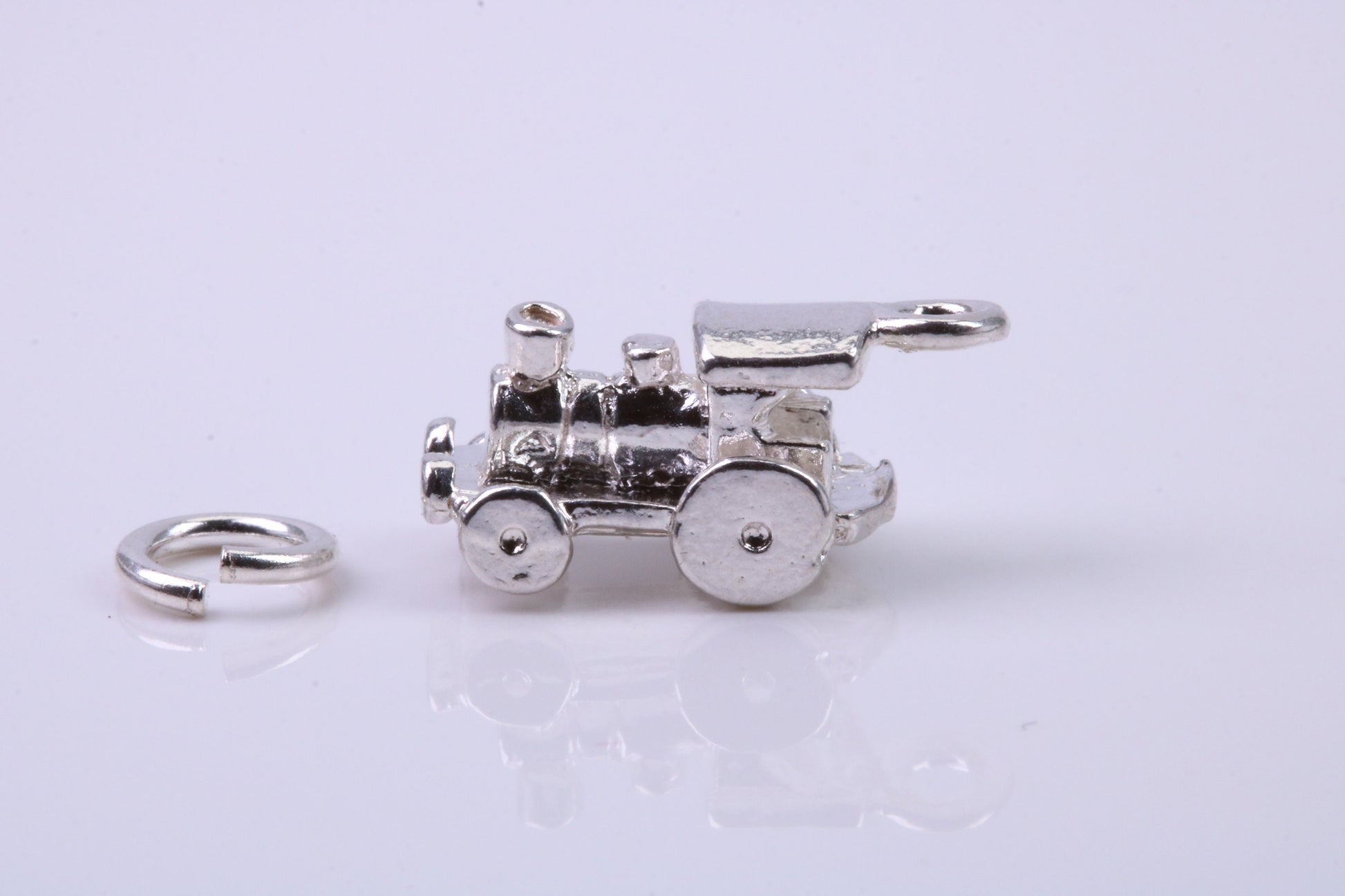 Train Charm, Traditional Charm, Made from Solid 925 Grade Sterling Silver, Complete with Attachment Link