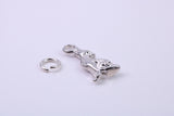 Wolf Charm, Traditional Charm, Made from Solid Cast 925 Grade Sterling Silver, Complete with Attachment Link