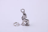 Wolf Charm, Traditional Charm, Made from Solid Cast 925 Grade Sterling Silver, Complete with Attachment Link