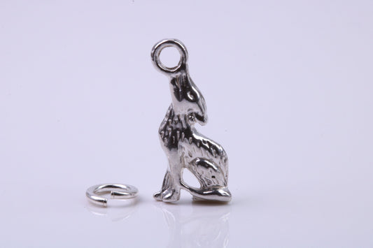 Wolf Charm, Traditional Charm, Made from Solid 925 Grade Sterling Silver, Complete with Attachment Link