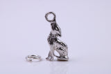 Wolf Charm, Traditional Charm, Made from Solid Cast 925 Grade Sterling Silver, Complete with Attachment Link