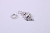 Sea Shell Charm, Traditional Charm, Made from Solid 925 Grade Sterling Silver, Complete with Attachment Link