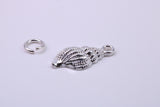 Sea Shell Charm, Traditional Charm, Made from Solid 925 Grade Sterling Silver, Complete with Attachment Link