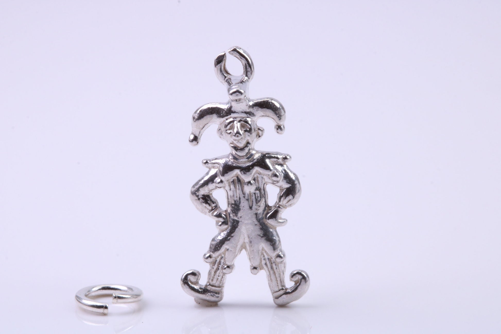 Jester Charm, Traditional Charm, Made from Solid 925 Grade Sterling Silver, Complete with Attachment Link