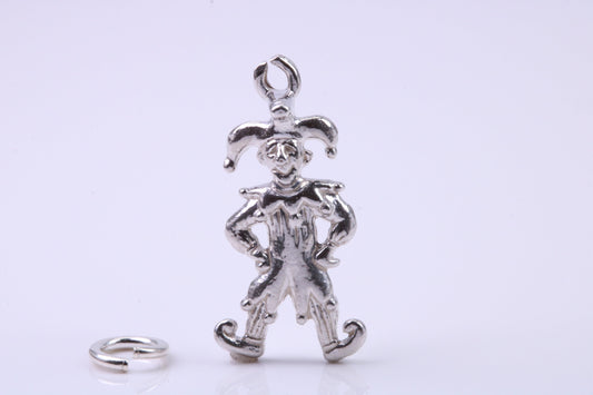Jester Charm, Traditional Charm, Made from Solid 925 Grade Sterling Silver, Complete with Attachment Link