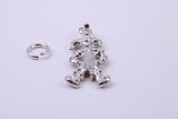 Jester Charm, Traditional Charm, Made from Solid 925 Grade Sterling Silver, Complete with Attachment Link