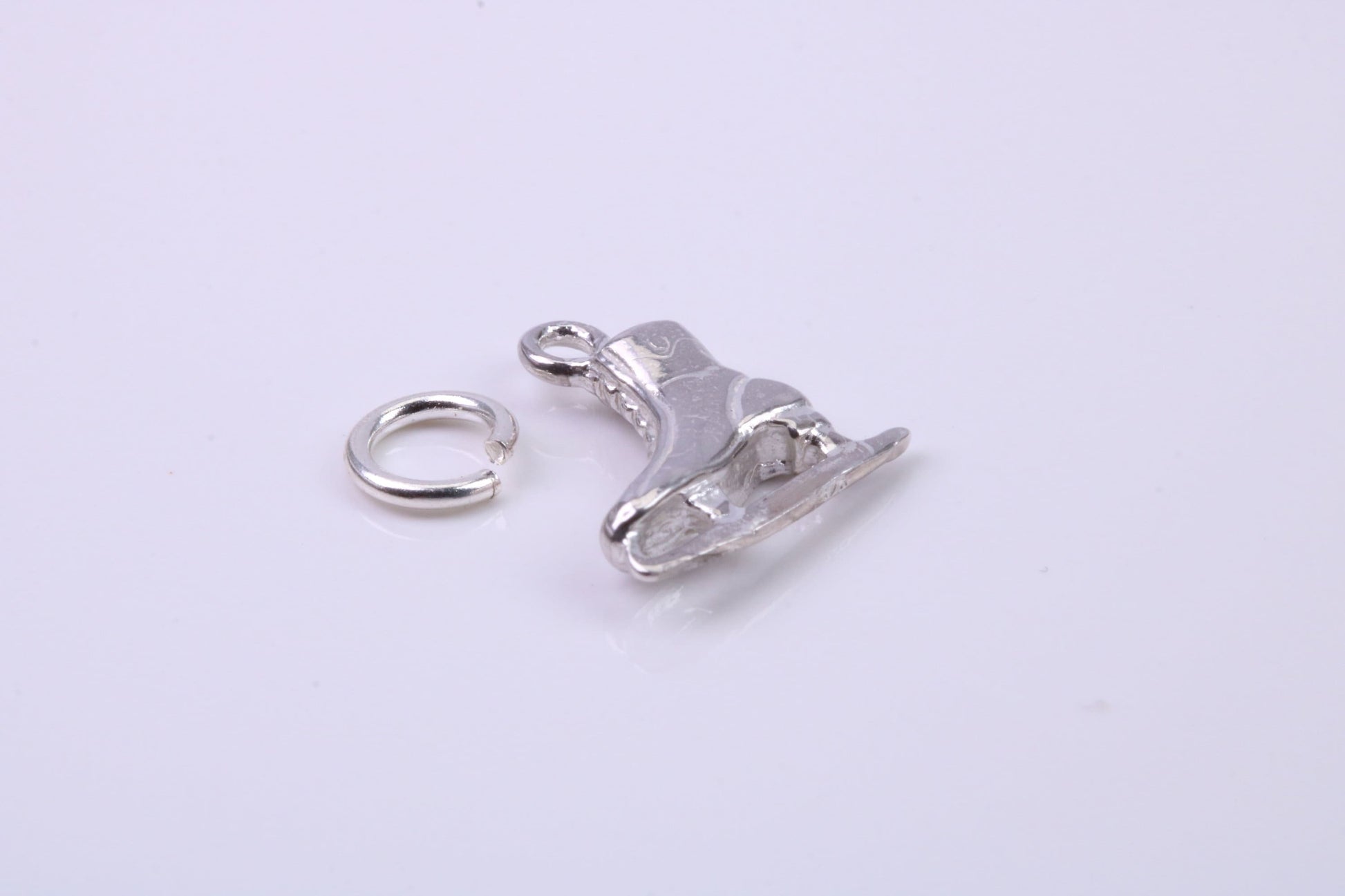 Ice Skate Charm, Traditional Charm, Made from Solid 925 Grade Sterling Silver, Complete with Attachment Link