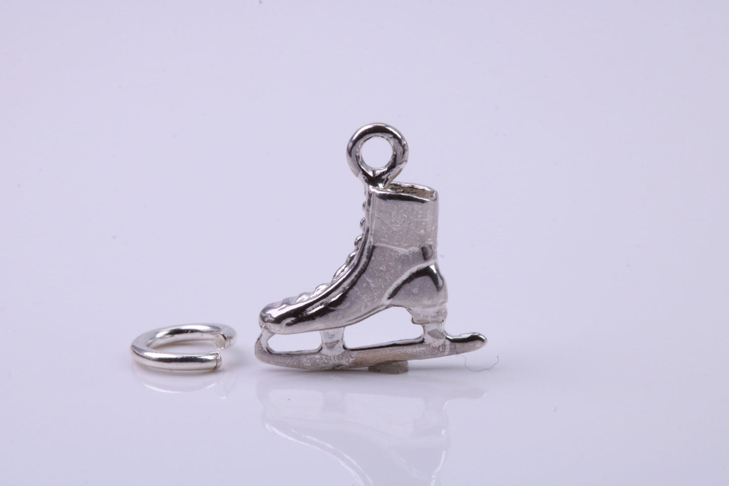 Ice Skate Charm, Traditional Charm, Made from Solid 925 Grade Sterling Silver, Complete with Attachment Link