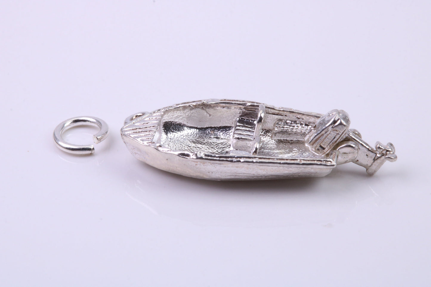 Speed Boat Charm, Traditional Charm, Made from Solid 925 Grade Sterling Silver, Complete with Attachment Link