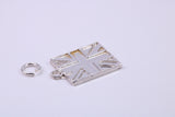 British Flag Charm, Traditional Charm, Made from Solid 925 Grade Sterling Silver, Complete with Attachment Link