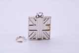 British Flag Charm, Traditional Charm, Made from Solid 925 Grade Sterling Silver, Complete with Attachment Link