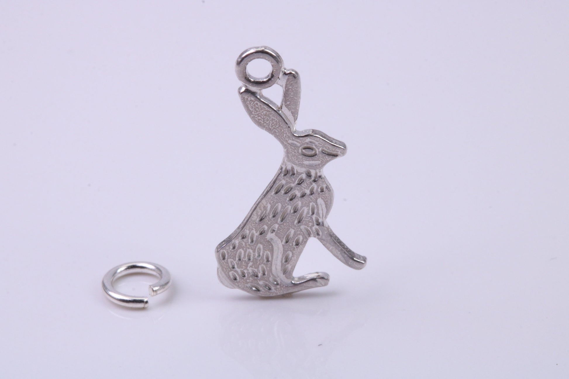 Hare Charm, Traditional Charm, Made from Solid 925 Grade Sterling Silver, Complete with Attachment Link