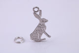 Hare Charm, Traditional Charm, Made from Solid 925 Grade Sterling Silver, Complete with Attachment Link