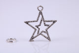 Double Star Charm, Traditional Charm, Made from Solid 925 Grade Sterling Silver, Complete with Attachment Link