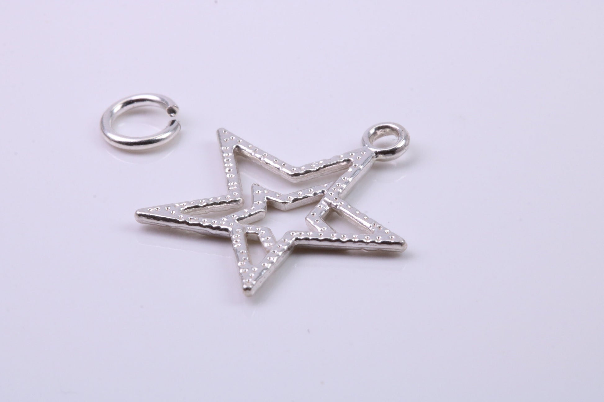 Double Star Charm, Traditional Charm, Made from Solid 925 Grade Sterling Silver, Complete with Attachment Link