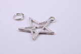 Double Star Charm, Traditional Charm, Made from Solid 925 Grade Sterling Silver, Complete with Attachment Link