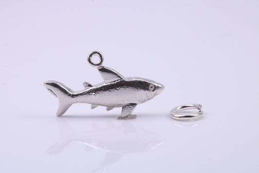 Shark Charm, Traditional Charm, Made from Solid 925 Grade Sterling Silver, Complete with Attachment Link