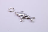 Shark Charm, Traditional Charm, Made from Solid 925 Grade Sterling Silver, Complete with Attachment Link