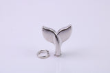 Whale Tail Charm, Traditional Charm, Made from Solid 925 Grade Sterling Silver, Complete with Attachment Link