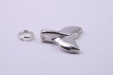 Whale Tail Charm, Traditional Charm, Made from Solid 925 Grade Sterling Silver, Complete with Attachment Link