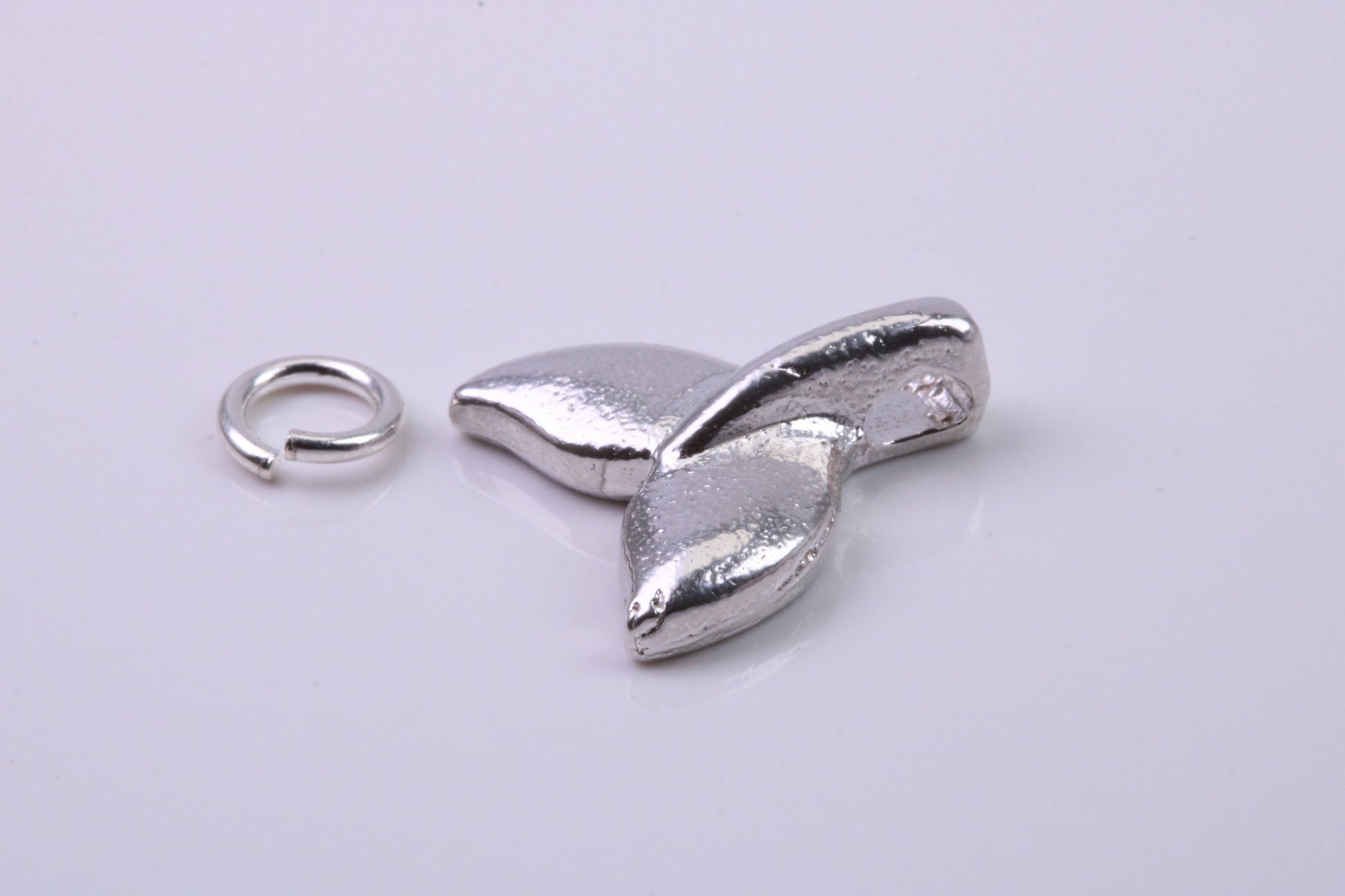 Whale Tail Charm, Traditional Charm, Made from Solid 925 Grade Sterling Silver, Complete with Attachment Link