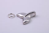 Whale Tail Charm, Traditional Charm, Made from Solid 925 Grade Sterling Silver, Complete with Attachment Link