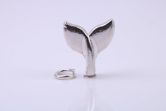 Whale Tail Charm, Traditional Charm, Made from Solid 925 Grade Sterling Silver, Complete with Attachment Link