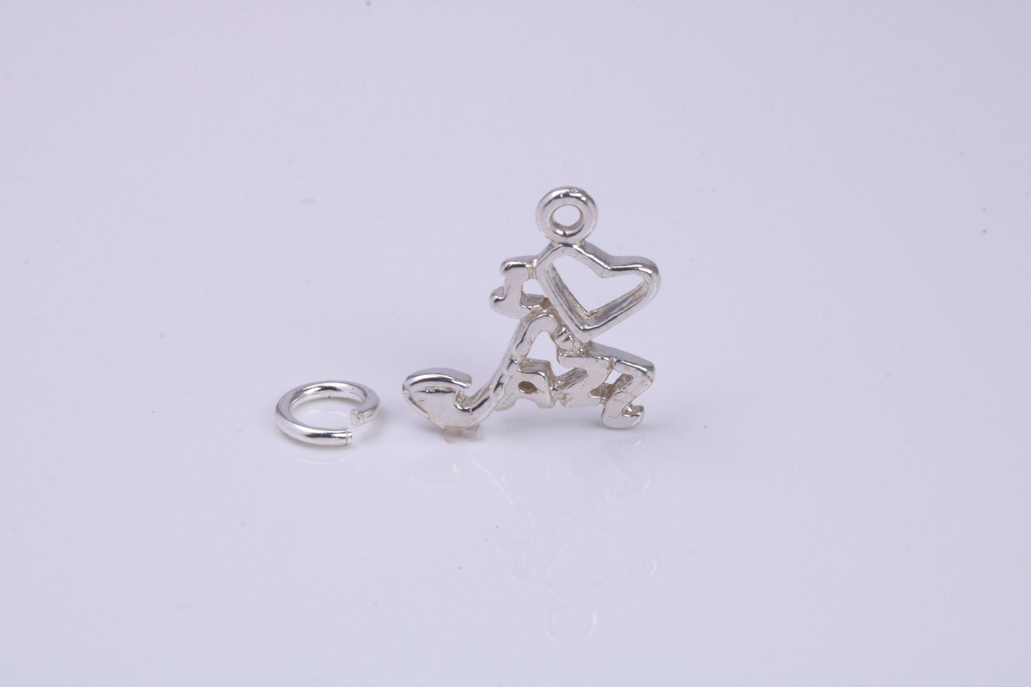 Love Jazz Charm, Traditional Charm, Made from Solid 925 Grade Sterling Silver, Complete with Attachment Link