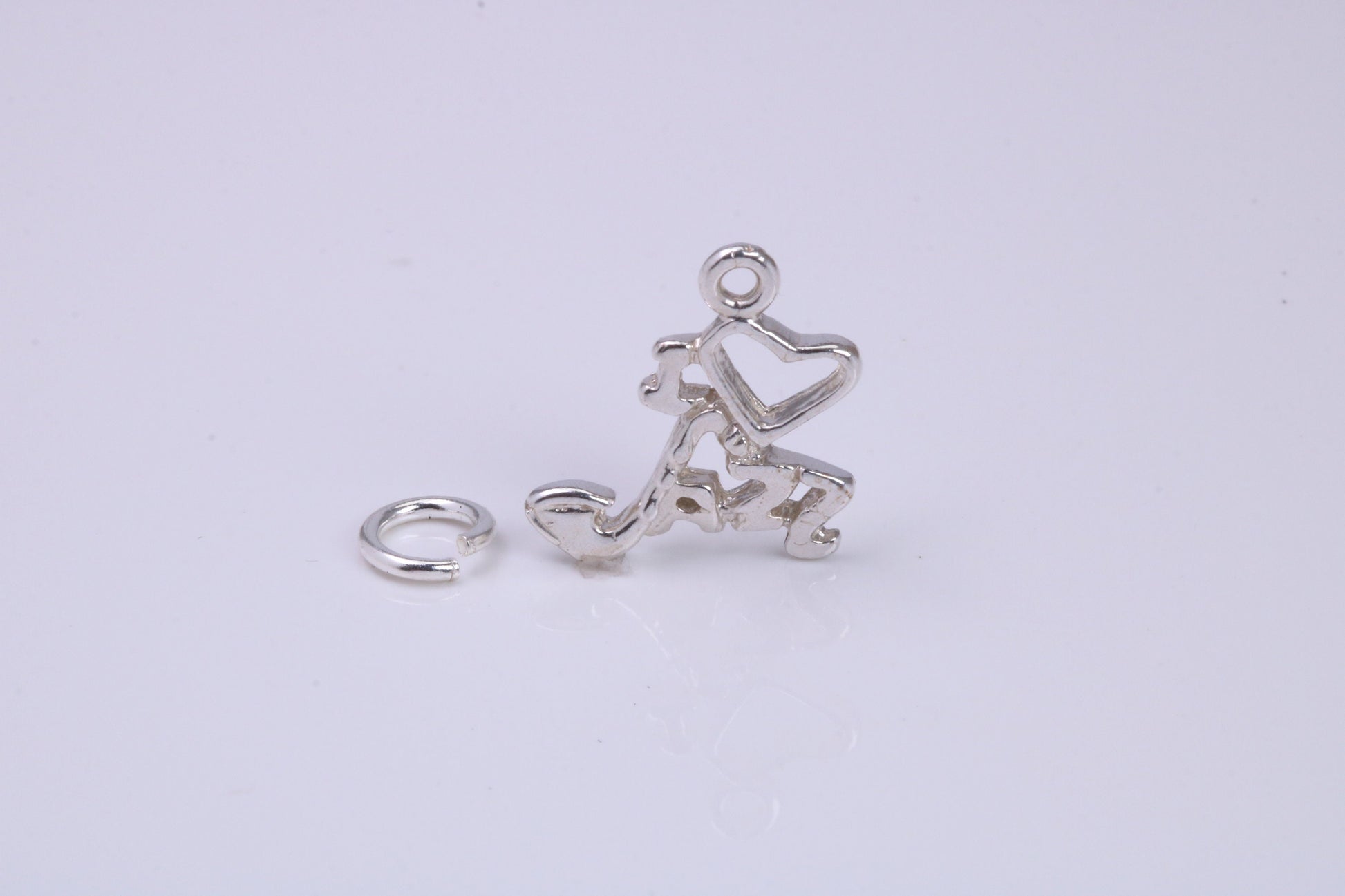 Love Jazz Charm, Traditional Charm, Made from Solid 925 Grade Sterling Silver, Complete with Attachment Link