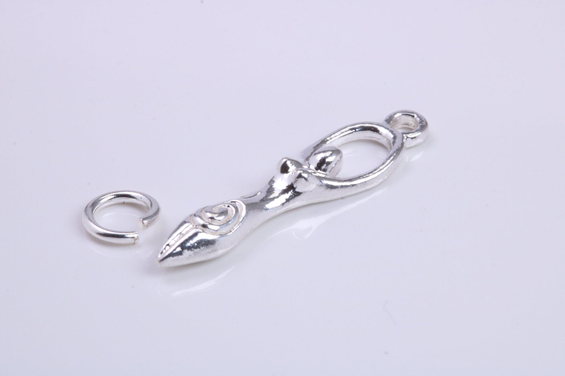 Spiral Goddess Charm, Traditional Charm, Made from Solid 925 Grade Sterling Silver, Complete with Attachment Link
