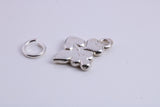 Playing Cards Symbols Charm, Traditional Charm, Made from Solid 925 Grade Sterling Silver, Complete with Attachment Link