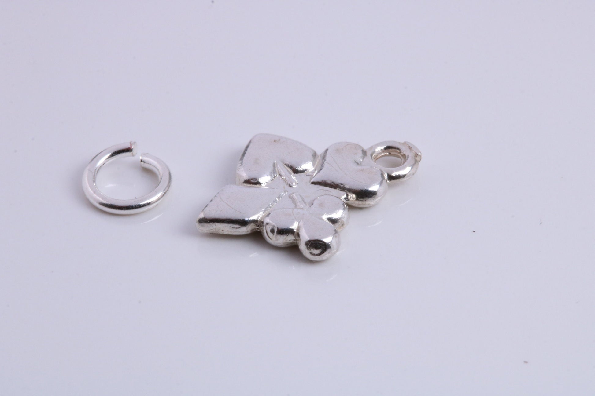 Playing Cards Symbols Charm, Traditional Charm, Made from Solid 925 Grade Sterling Silver, Complete with Attachment Link