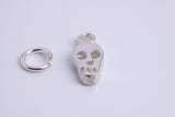 Skull Charm, Traditional Charm, Made from Solid 925 Grade Sterling Silver, Complete with Attachment Link